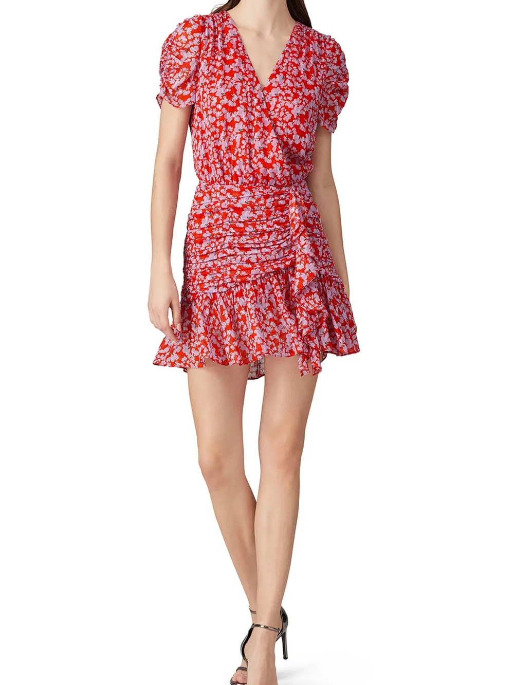 Tanya Taylor Red Floral Zora Silk Mini Dress 12